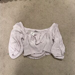 American Eagle Outfitters Light Purple Off-Shoulder Blouse